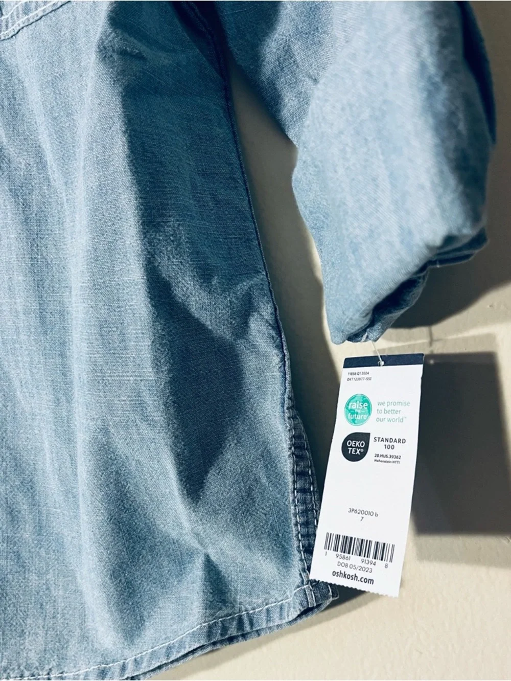 NWT OshKosh B'gosh | Cotton Button Front Chambray Shirt Top Size 7